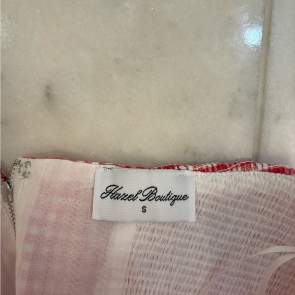 Red Gingham Strappless Ruffle Top - Picture 2 of 2